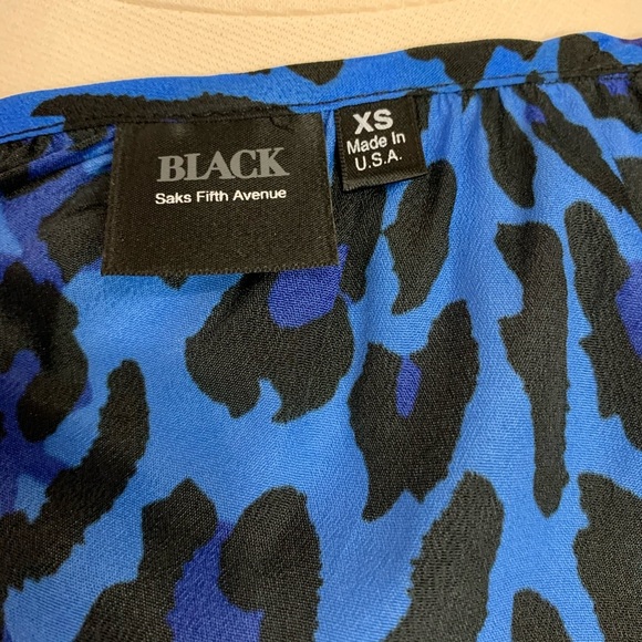 Saks Fifth Avenue Black Blue Animal Print Blouse - Picture 12 of 14
